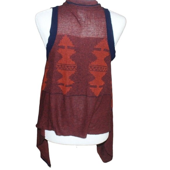 Daytrip Womens Knit Draped Vest Asymmetric Cardigan-Red/Blue-Size XS-GUC - Picture 4 of 6